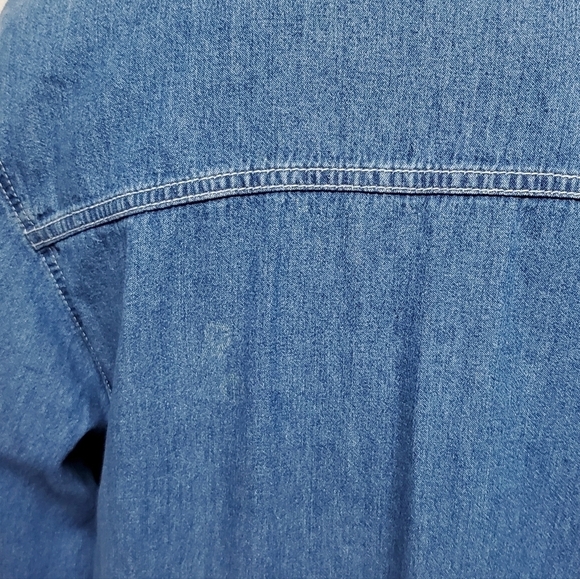 VINTAGE 1990s Bobbie Brooks Boho Fall Leaf Embroidered Button Up Chambray Shirt - Picture 14 of 14